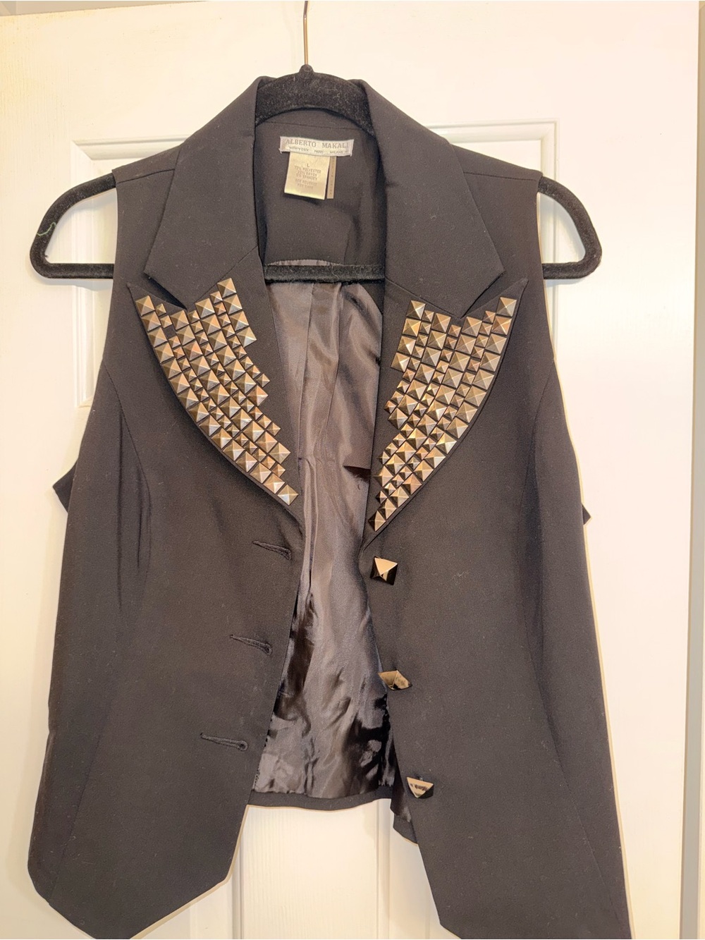 Alberto Makali Black Studded Lapel Vest